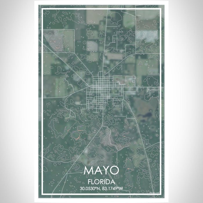 Mayo Florida Map Print Portrait Orientation in Afternoon Style With Shaded Background