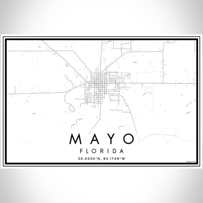 Mayo Florida Map Print Landscape Orientation in Classic Style With Shaded Background