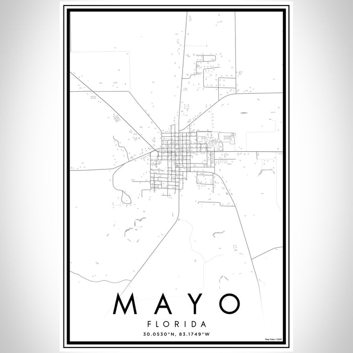 Mayo Florida Map Print Portrait Orientation in Classic Style With Shaded Background