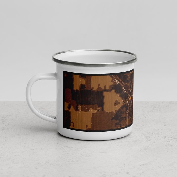 Left View Custom Mayo Florida Map Enamel Mug in Ember