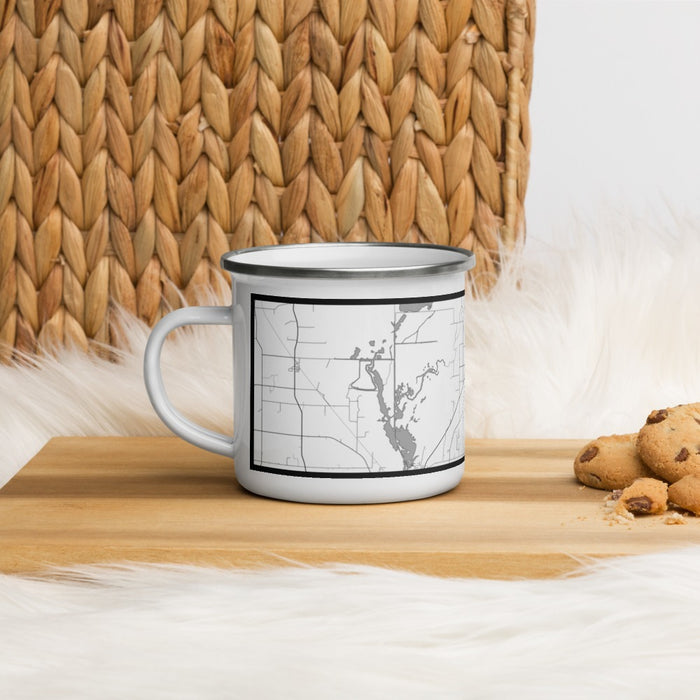 Left View Custom Mayville Wisconsin Map Enamel Mug in Classic on Table Top
