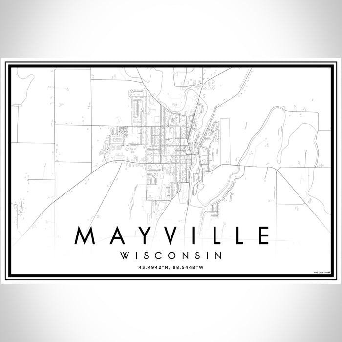 Mayville Wisconsin Map Print Landscape Orientation in Classic Style With Shaded Background