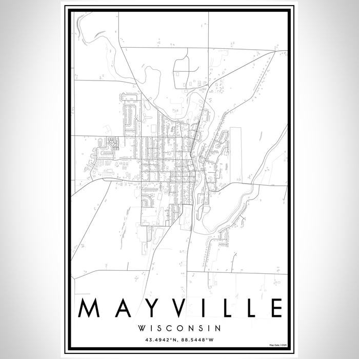 Mayville Wisconsin Map Print Portrait Orientation in Classic Style With Shaded Background