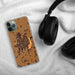 Custom Mayville Wisconsin Map Phone Case in Ember on Table with Black Headphones