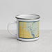 Left View Custom Mayville Wisconsin Map Enamel Mug in Woodblock