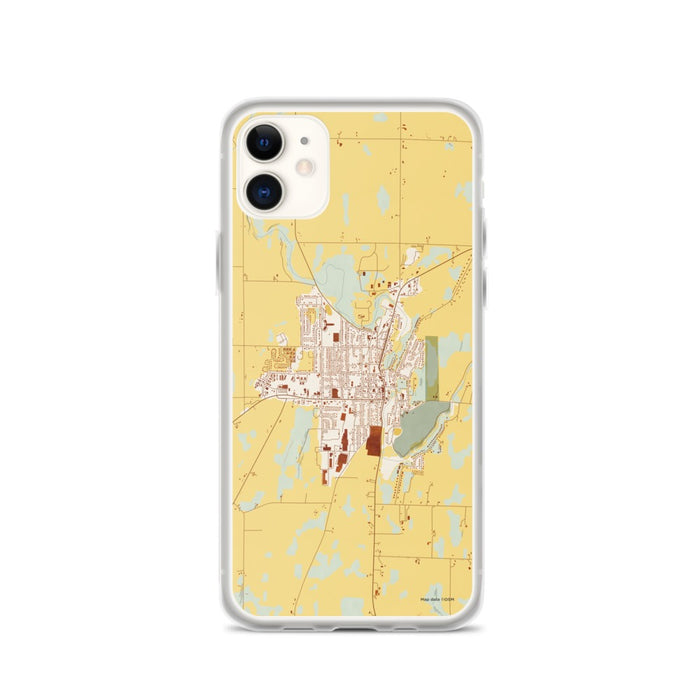 Custom iPhone 11 Mayville Wisconsin Map Phone Case in Woodblock