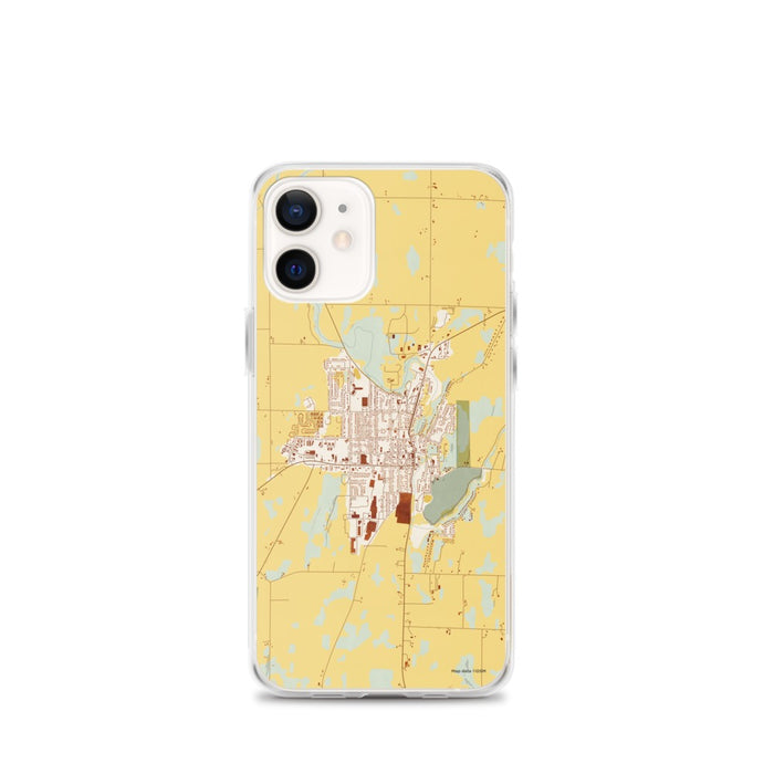 Custom iPhone 12 mini Mayville Wisconsin Map Phone Case in Woodblock