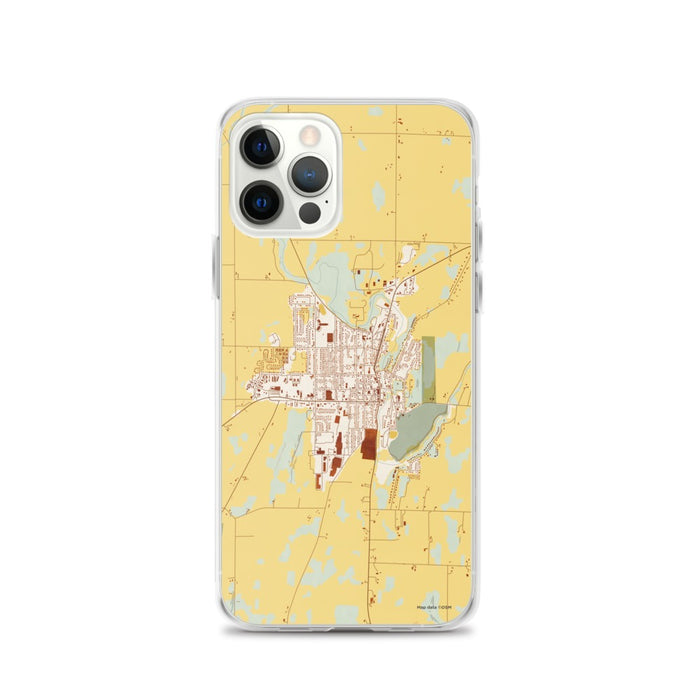 Custom iPhone 12 Pro Mayville Wisconsin Map Phone Case in Woodblock