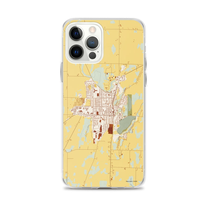 Custom iPhone 12 Pro Max Mayville Wisconsin Map Phone Case in Woodblock