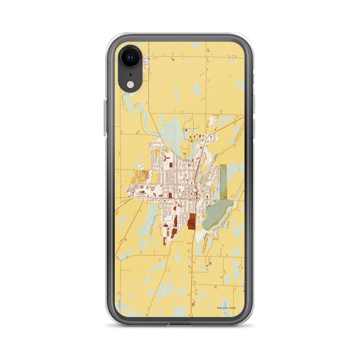Custom iPhone XR Mayville Wisconsin Map Phone Case in Woodblock