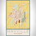 Mayville Wisconsin Map Print Portrait Orientation in Woodblock Style With Shaded Background