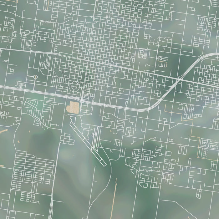 McAllen Texas Map Print in Afternoon Style Zoomed In Close Up Showing Details