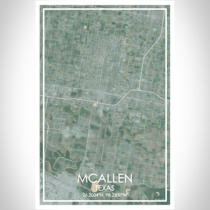 McAllen Texas Map Print Portrait Orientation in Afternoon Style With Shaded Background