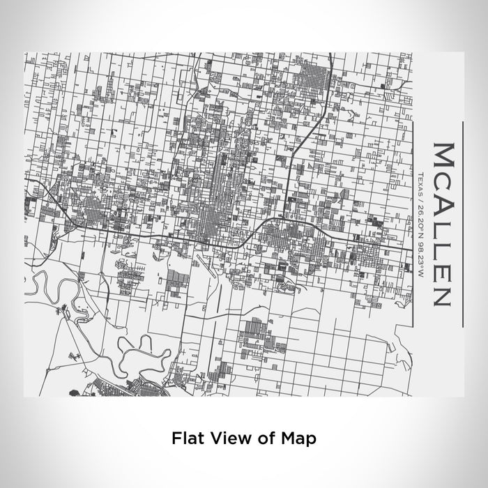 Rendered View of McAllen Texas Map Engraving on 20oz Stainless Steel Insulated Bottle with Bamboo Top in White