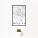 12x18 McAllen Texas Map Print Portrait Orientation in Classic Style With Small Cactus Plant in White Planter