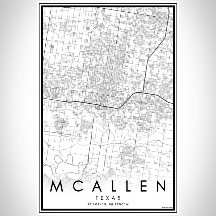 McAllen Texas Map Print Portrait Orientation in Classic Style With Shaded Background