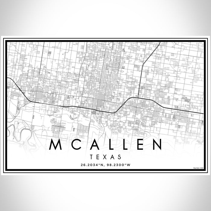McAllen Texas Map Print Landscape Orientation in Classic Style With Shaded Background