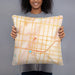 Person holding 18x18 Custom McAllen Texas Map Throw Pillow in Watercolor