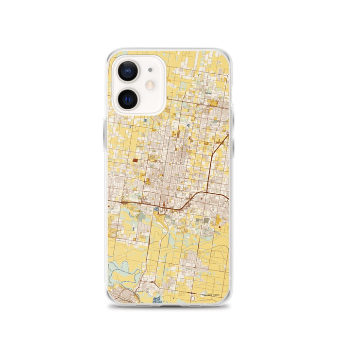 Custom McAllen Texas Map iPhone 12 Phone Case in Woodblock