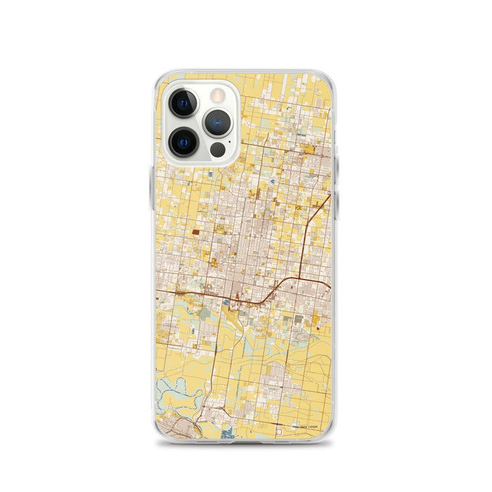 Custom McAllen Texas Map iPhone 12 Pro Phone Case in Woodblock