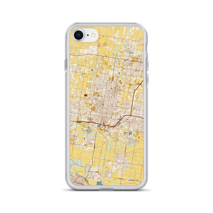 Custom McAllen Texas Map iPhone SE Phone Case in Woodblock