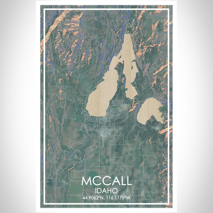 McCall Idaho Map Print Portrait Orientation in Afternoon Style With Shaded Background