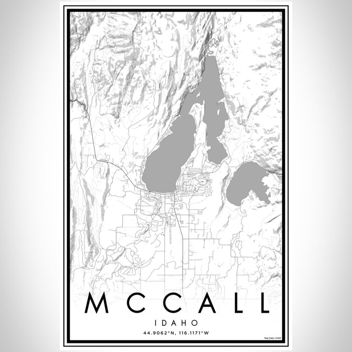 McCall Idaho Map Print Portrait Orientation in Classic Style With Shaded Background