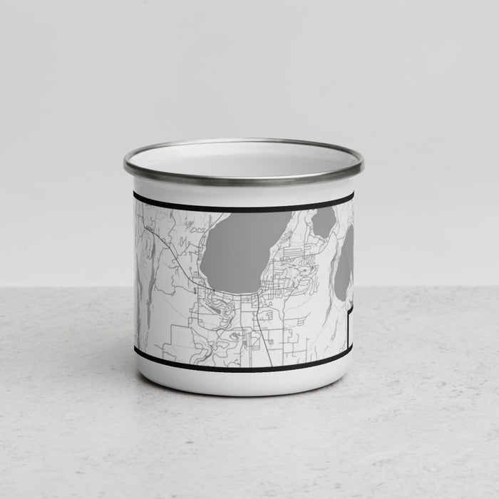 Front View Custom McCall Idaho Map Enamel Mug in Classic