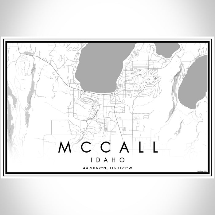 McCall Idaho Map Print Landscape Orientation in Classic Style With Shaded Background