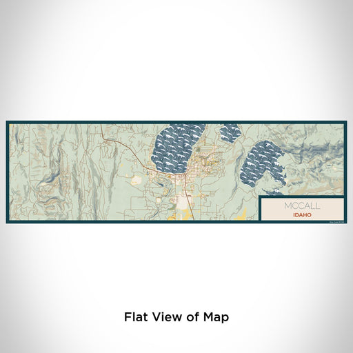 Flat View of Map Custom McCall Idaho Map Enamel Mug in Woodblock