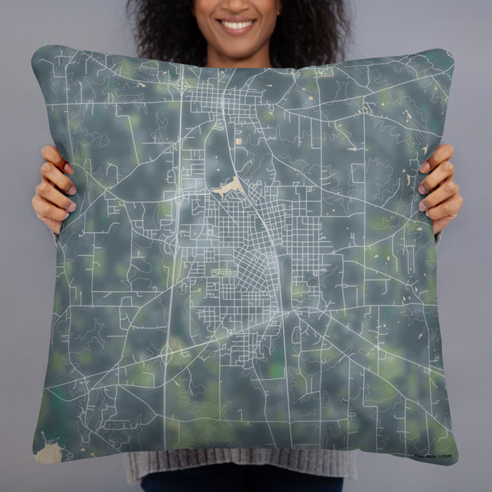 Person holding 22x22 Custom McComb Mississippi Map Throw Pillow in Afternoon