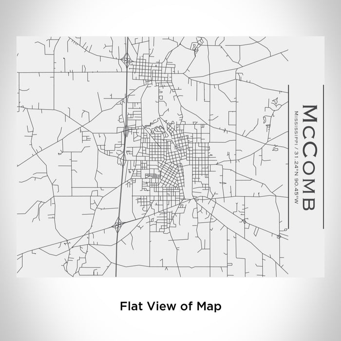 Rendered View of McComb Mississippi Map Engraving on 20oz Stainless Steel Insulated Bottle with Bamboo Top in White