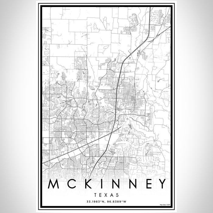 McKinney Texas Map Print Portrait Orientation in Classic Style With Shaded Background