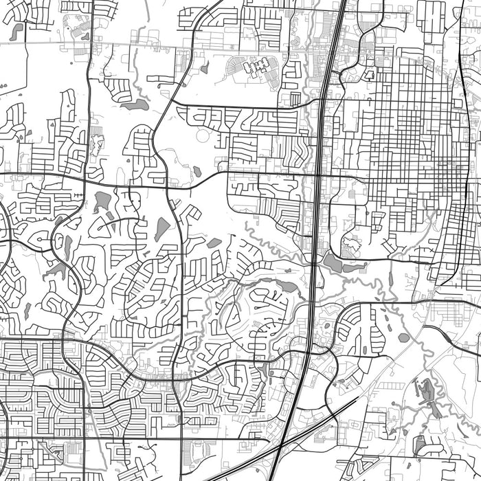 McKinney Texas Map Print in Classic Style Zoomed In Close Up Showing Details