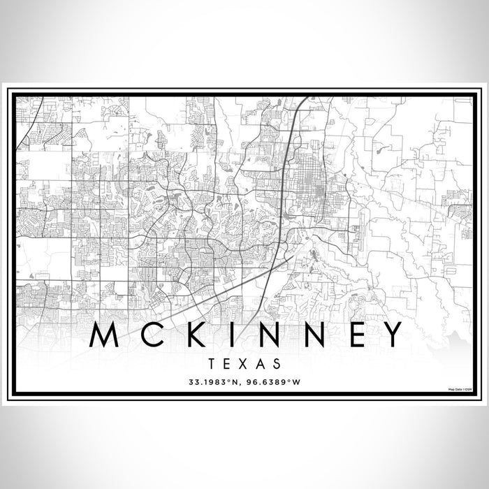McKinney Texas Map Print Landscape Orientation in Classic Style With Shaded Background