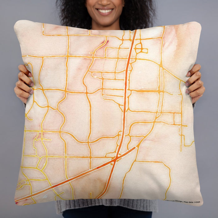 Person holding 22x22 Custom McKinney Texas Map Throw Pillow in Watercolor