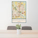 24x36 McKinney Texas Map Print Portrait Orientation in Woodblock Style Behind 2 Chairs Table and Potted Plant