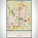 McKinney Texas Map Print Portrait Orientation in Woodblock Style With Shaded Background