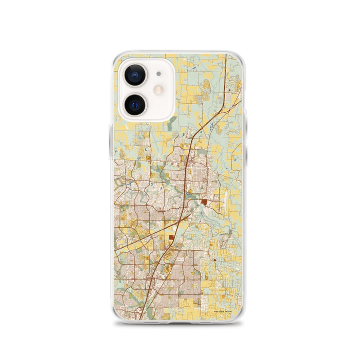 Custom McKinney Texas Map iPhone 12 Phone Case in Woodblock