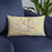 Custom McKinney Texas Map Throw Pillow in Woodblock on Blue Colored Chair