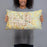 Person holding 20x12 Custom McKinney Texas Map Throw Pillow in Woodblock