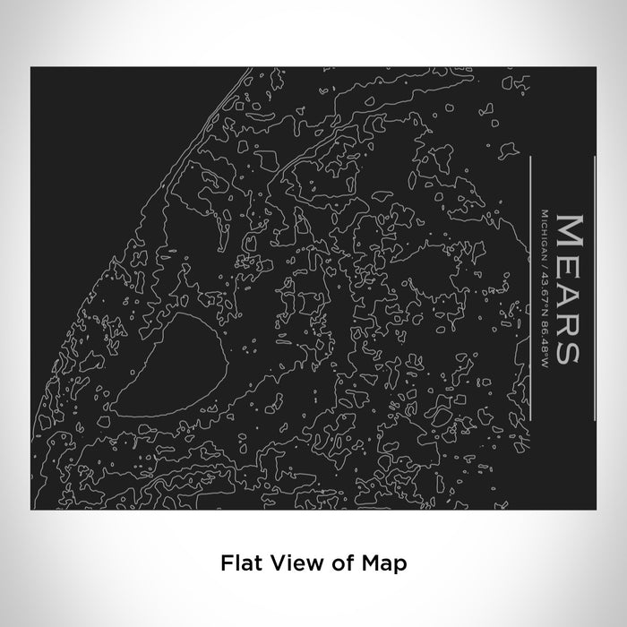 Rendered View of Mears Michigan Map Engraving on 20oz Stainless Steel Insulated Bottle with Bamboo Top in Black