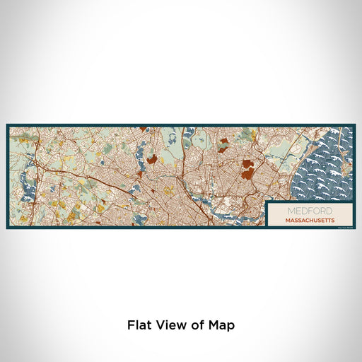 Flat View of Map Custom Medford Massachusetts Map Enamel Mug in Woodblock