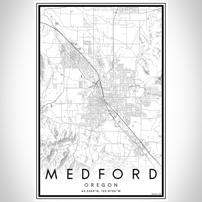 Medford Oregon Map Print Portrait Orientation in Classic Style With Shaded Background