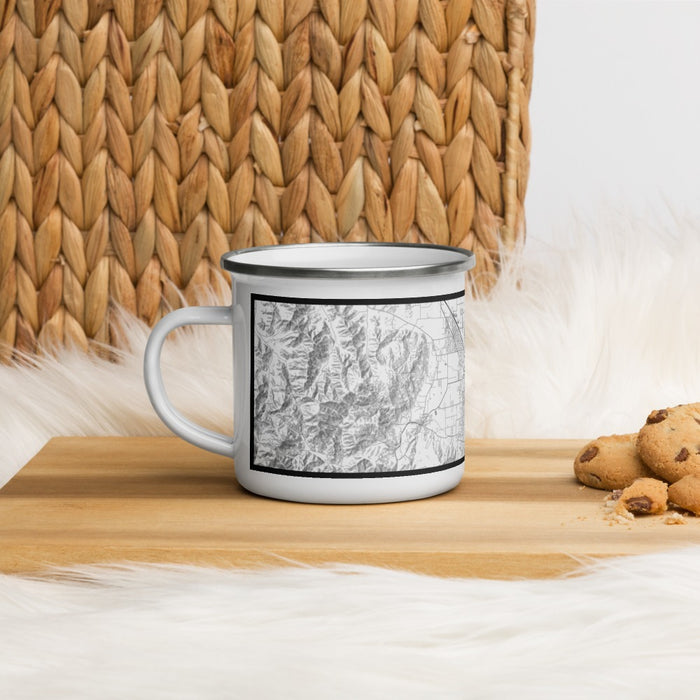 Left View Custom Medford Oregon Map Enamel Mug in Classic on Table Top