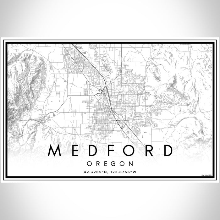 Medford Oregon Map Print Landscape Orientation in Classic Style With Shaded Background