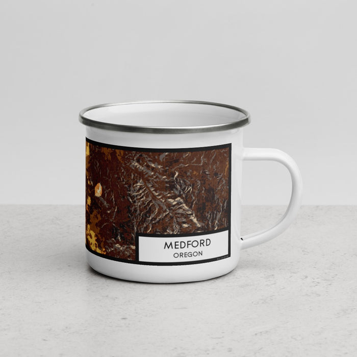 Right View Custom Medford Oregon Map Enamel Mug in Ember