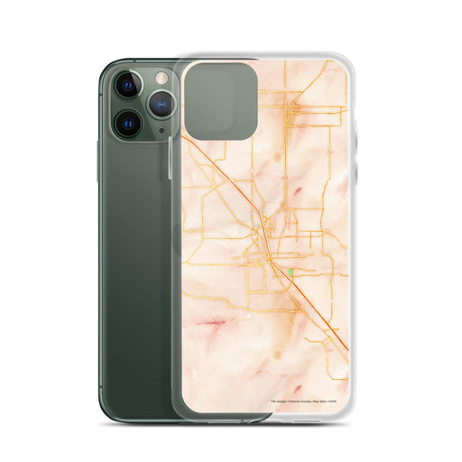 Custom Medford Oregon Map Phone Case in Watercolor on Table with Laptop and Plant