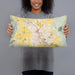 Person holding 20x12 Custom Medford Oregon Map Throw Pillow in Woodblock