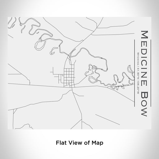 Rendered View of Medicine Bow Wyoming Map Engraving on 20oz Stainless Steel Insulated Bottle with Bamboo Top in White